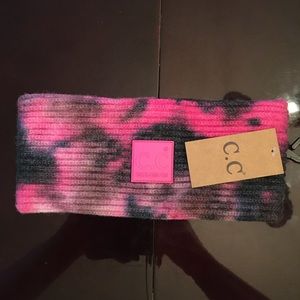 C.C Exclusive Black/Hot Pink Knitted Headband NWT